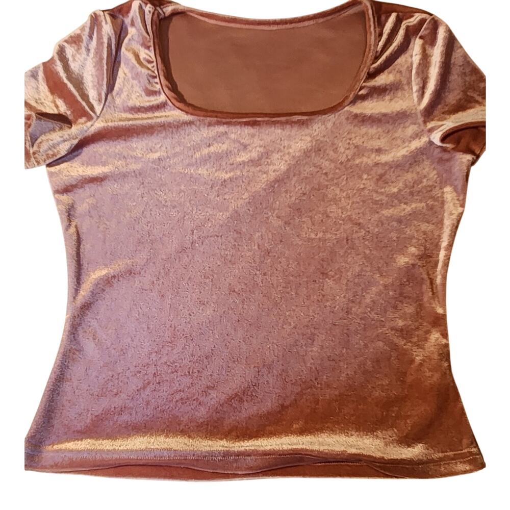 Shein Pink Velvet Crop top Womens size Small Scoop neck Y2K Coquette